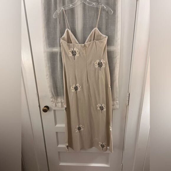 Sachin + Babi Cream Midi Dress with Floral Embroidery - Picture 11 of 16